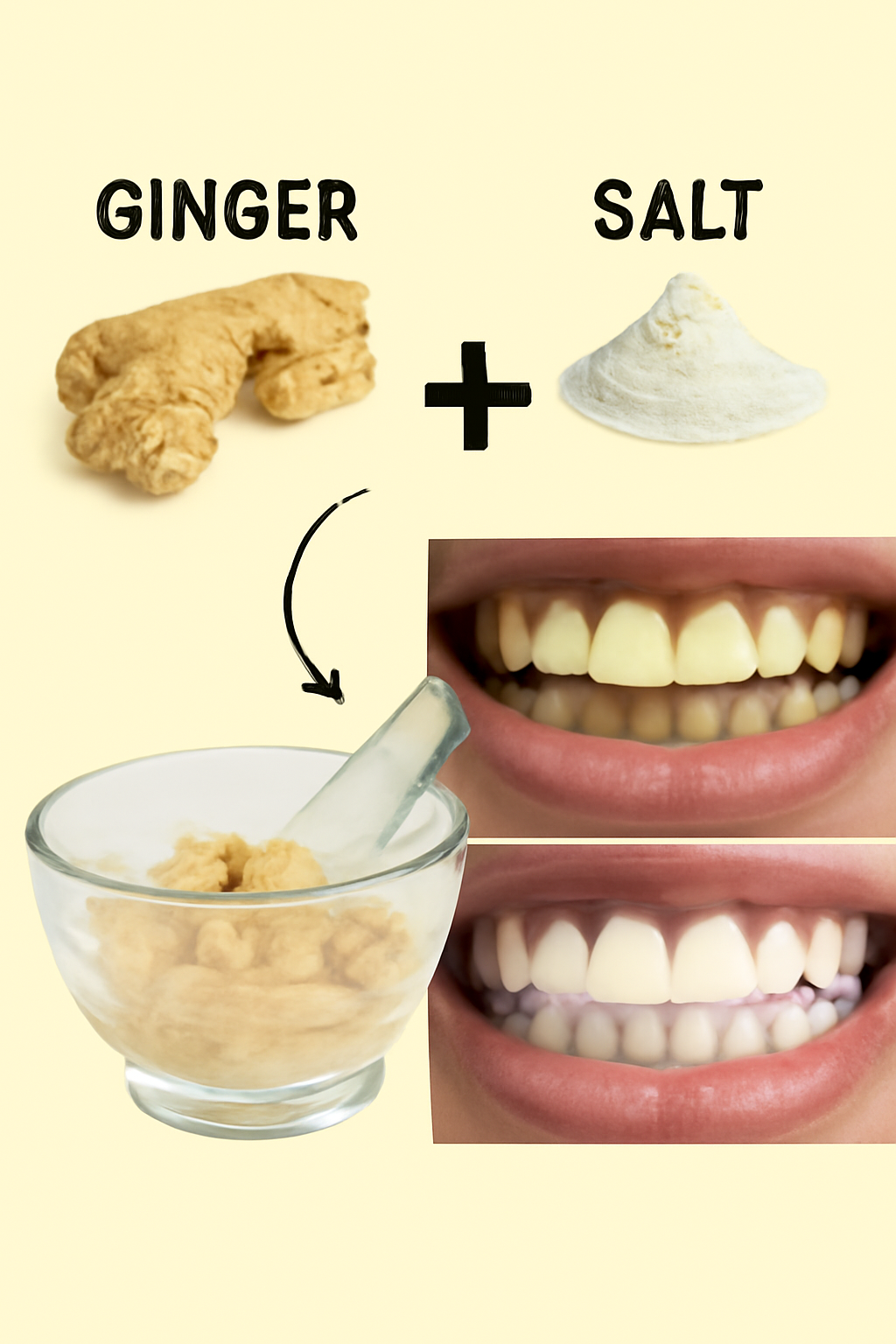 teeth-whitening method using ginger and salt.