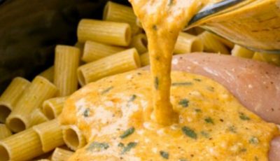 Slow Cooker Creamy Butternut Squash Chicken Rigatoni