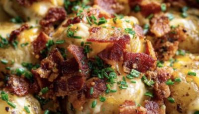 Slow Cooker Cheesy Bacon Cheddar Potatoes