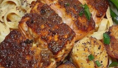 Cajun Salmon Alfredo.
