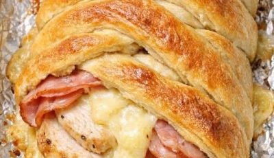 Braised Pastry Braid with Roasted Chicken, Smoked Ham, and Swiss Recipe