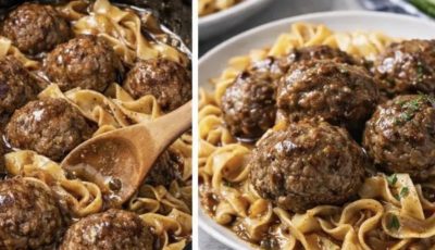 Slow-Cooked Meatball Stroganoff with Noodles
