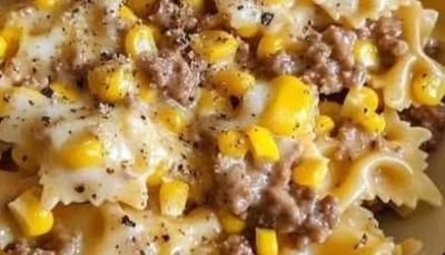Slow Cooker Creamy Ranch Beef & Corn Bowties