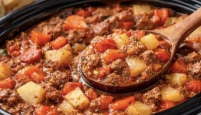 Easy Slow Cooker Poor Man’s Stew (Hamburger Soup)