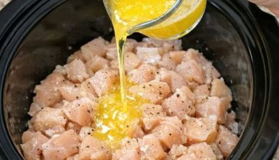 Pour melted butter over raw