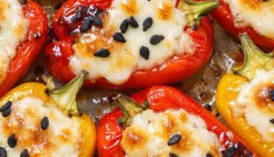 Stuffed Peppers with Cheese & Sesame Seeds